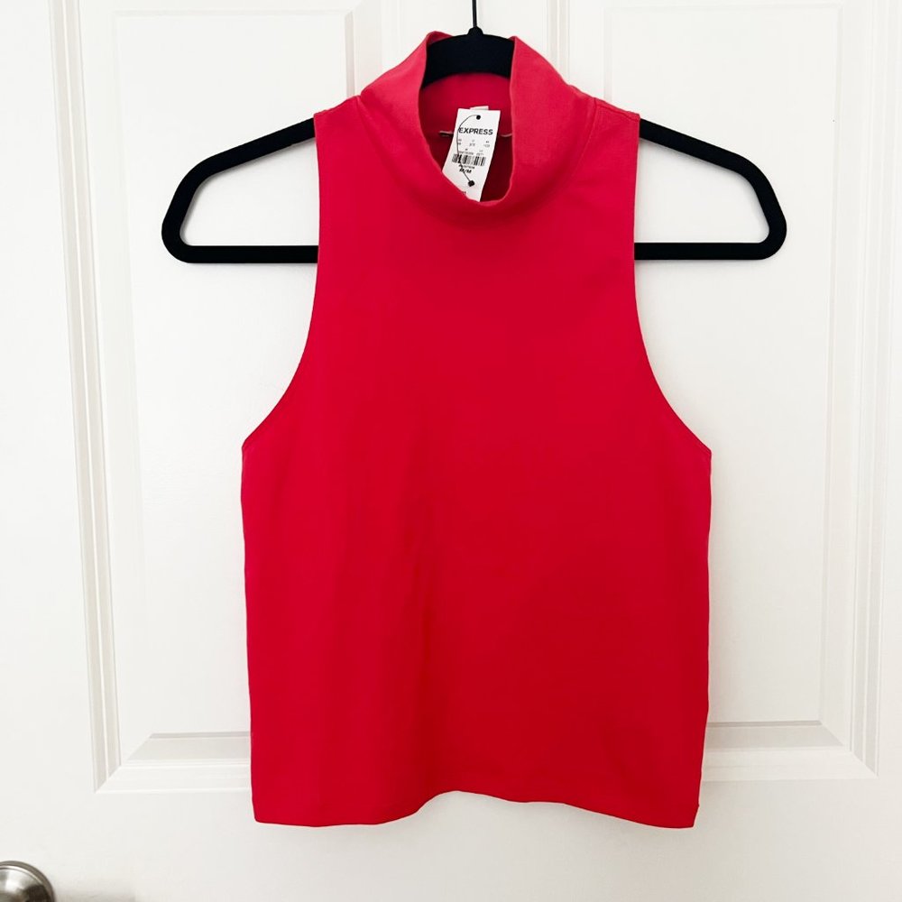 Red Mock neck Tank Crop | Express | M | NWT